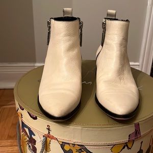 Soft supple slightly off-white leather booties
